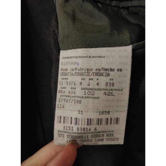 Hugo Boss Sirrah Classic Gray Stretch Virgin Wool Suit Jacket Coat Size 42L - Picture 11 of 12